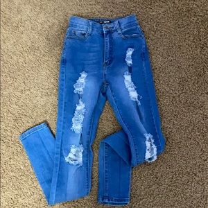 Medium Wash Ripped Fashion Nova Jeans